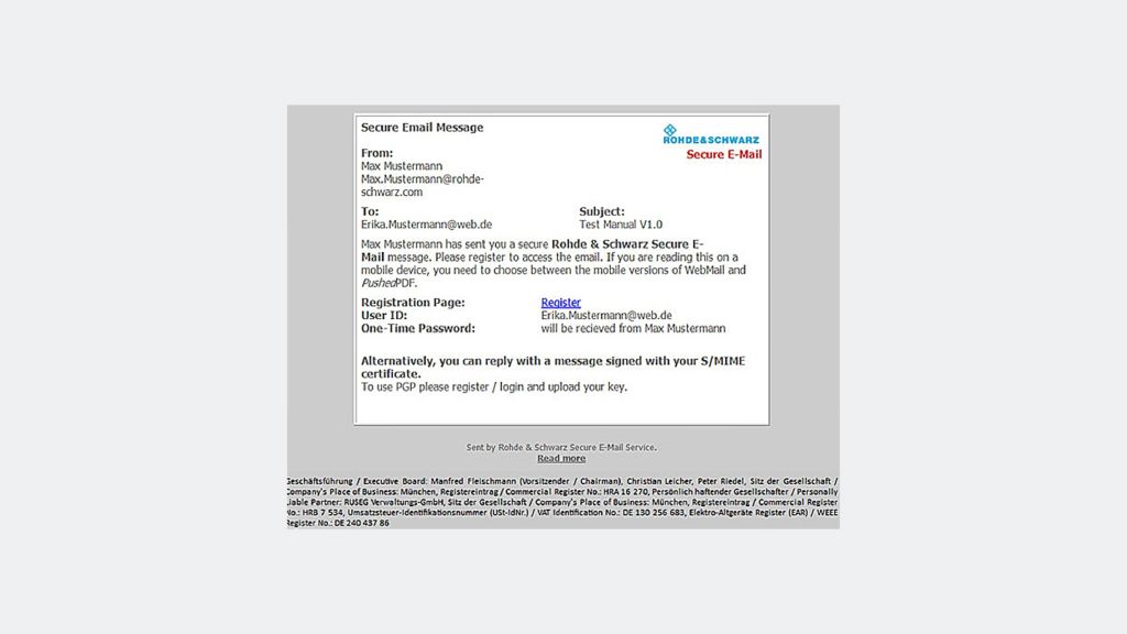 Secure e-mail communications with Rohde & Schwarz