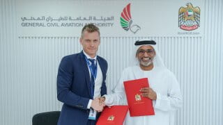 (F.r.t.l.):H.E. Saif Al Suwaidi, the Director General of the GCAA and Patrick Brodda, Managing Director of Rohde & Schwarz Emirates LLC. (Image: Rohde & Schwarz)