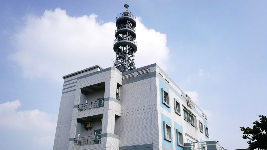 Artful mast with platforms and direction finding antenna on top