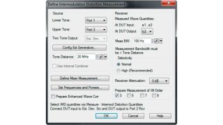 ZVA intermodulation measurement configuration menu