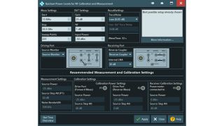 „Quickset“-Rauschzahlmenü mit Empfehlungen für die optimale Messkonfiguration mit verfügbaren Gerätehardware-Konfigurationen und Messbedingungen.