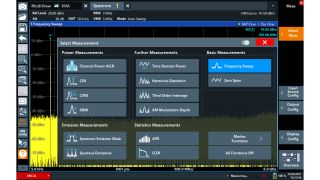 Choice of spectrum analyzer measurements. This menu is accessible by pushing the “Meas” button when in spectrum analysis mode.