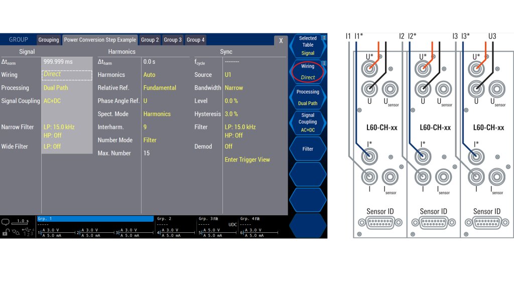 Three-channel measurements | Direct wiring
