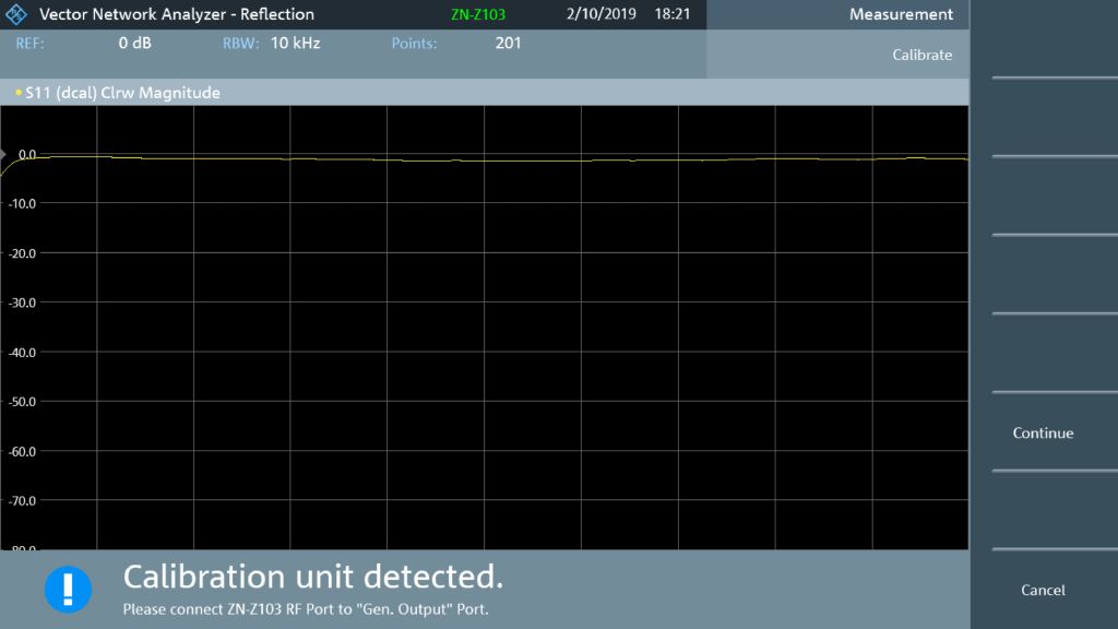 Unité de calibration ZN-Z103 sur un port USB détecté
