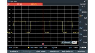 5G NR TDD signal taken in frequency domain