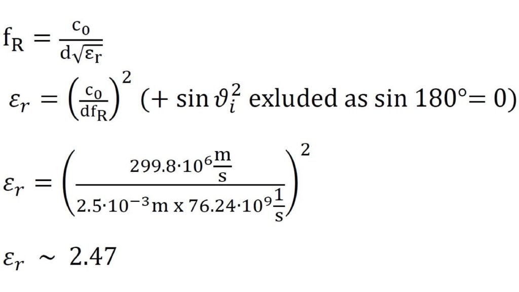 Calcul de la permittivité relative