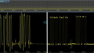 Slow (left) vs. fast sample rate (right) with a long capture window