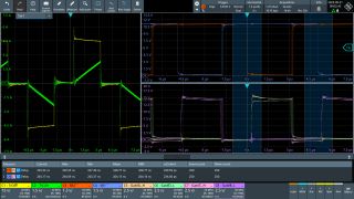 Fig. 2: formas de onda medidas del patrón de conmutación del convertidor de puente completo