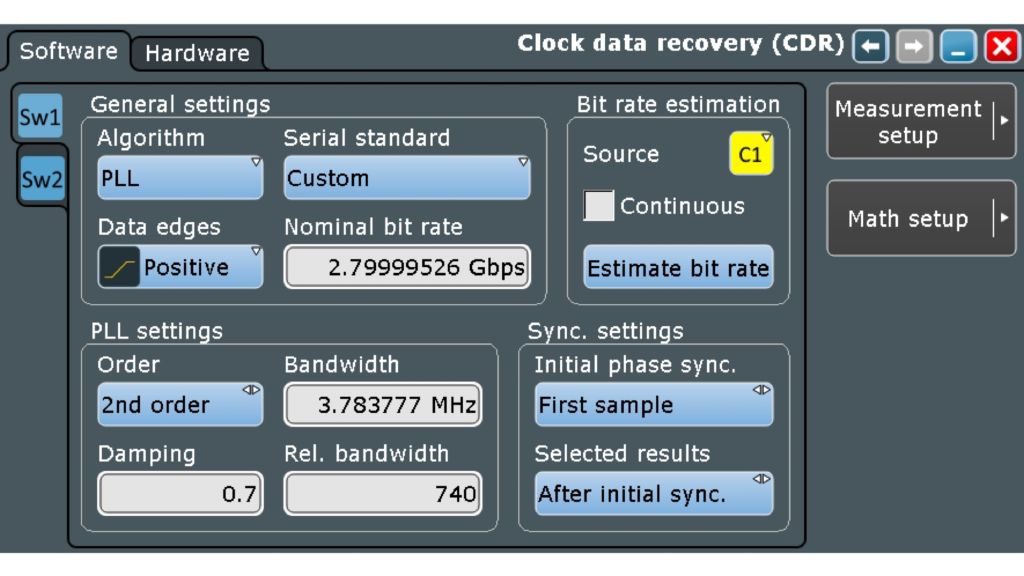 CDR setting to demodulate the RF chirp