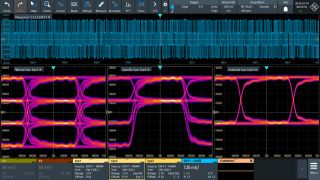 PAM eye diagram displays with different filters on: "Whole eye", "Specific eye", "Selected eye".