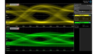 USB3.0 Gen1 eye before deembedding (green waveform)