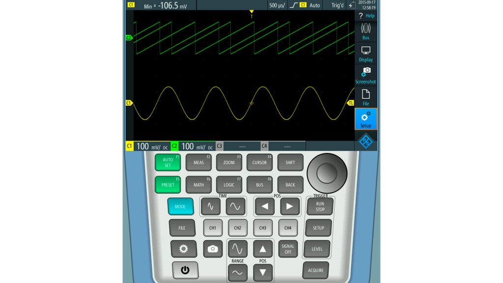 Browser view of R&S®Scope Rider display with soft panel.