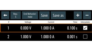 Exemple de l'interface QuickArb editor avec la série d'alimentations R&S®NGM200