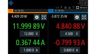The input and output power are displayed on the screen 