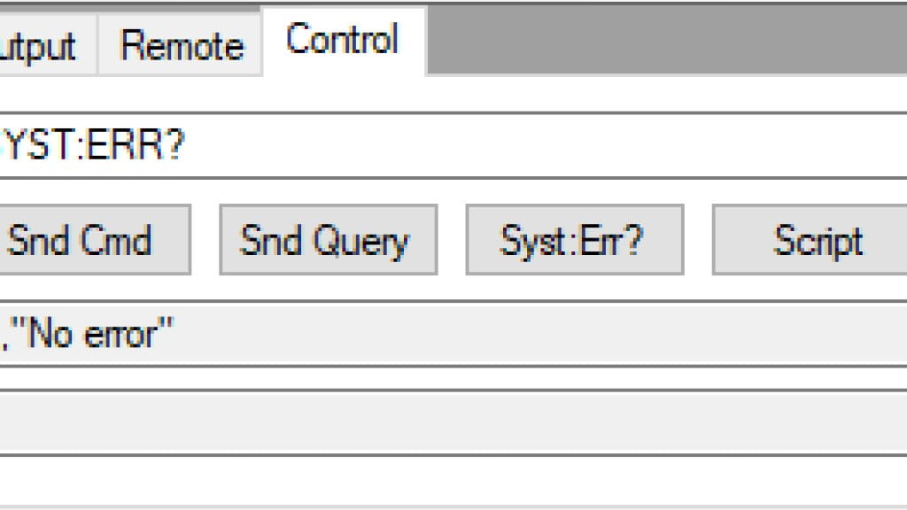 SCPI remote control tab of a power supply in the application software