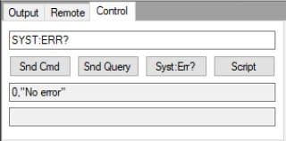 SCPI remote control tab of a power supply in the application software
