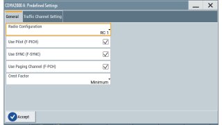 Predefined settings dialog