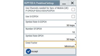 Predefined settings dialog