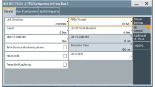 IEEE 802.11ax general PPDU configuration