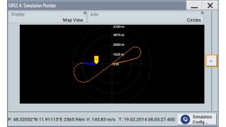 GNSS simulator GUI: realtime trajectory visualization.