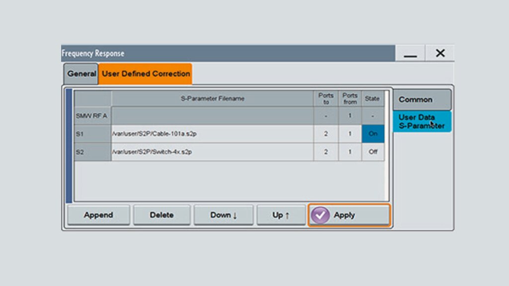 R&S®SMW-K544 – s2p file import.