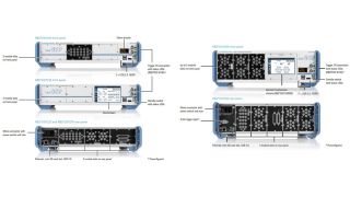 Front and rear view of the R&S®OSP220, R&S®OSP230 and R&S®OSP320 switch and control units