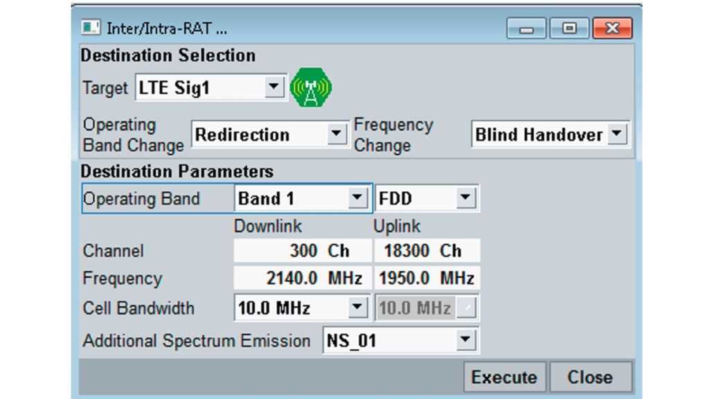 Configuring the R&S®CMW500 for handover testing.