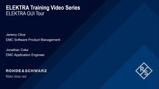 R&S®ELEKTRA GUI tour